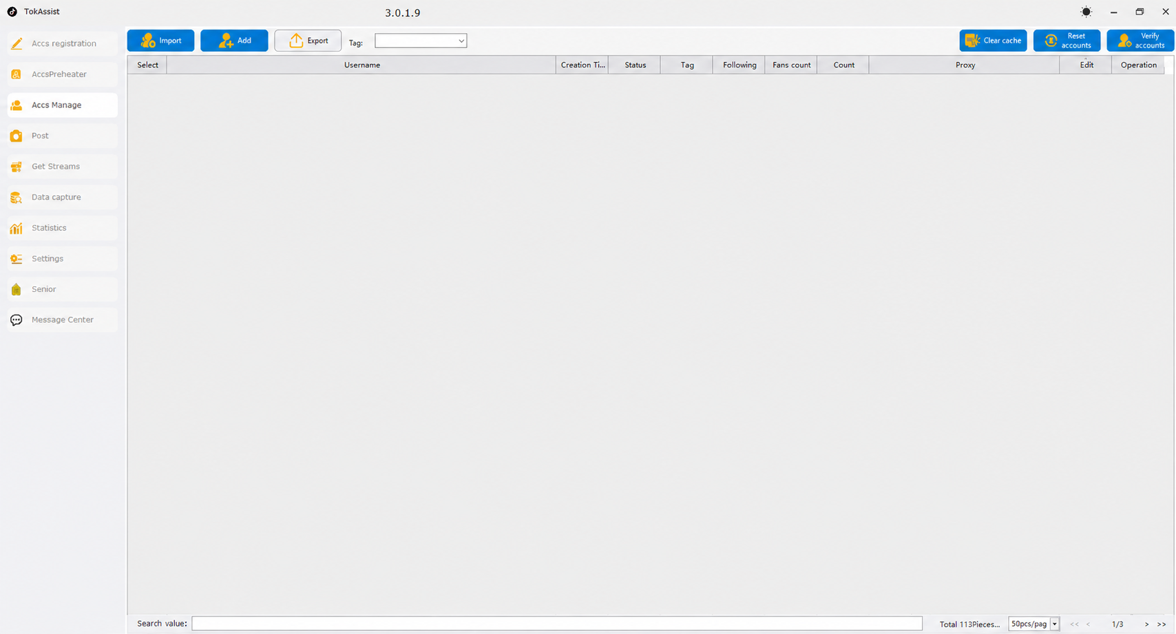 Earlier TikTok software interface
